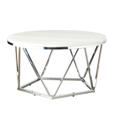 Image of Silver Faux Stone Coffee & Side Tables